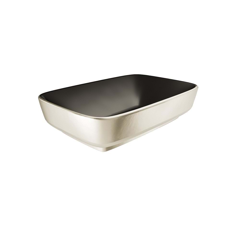 Dove 60X40 Dikdörtgen Çanak Lavabo Mat Siyah-Platin