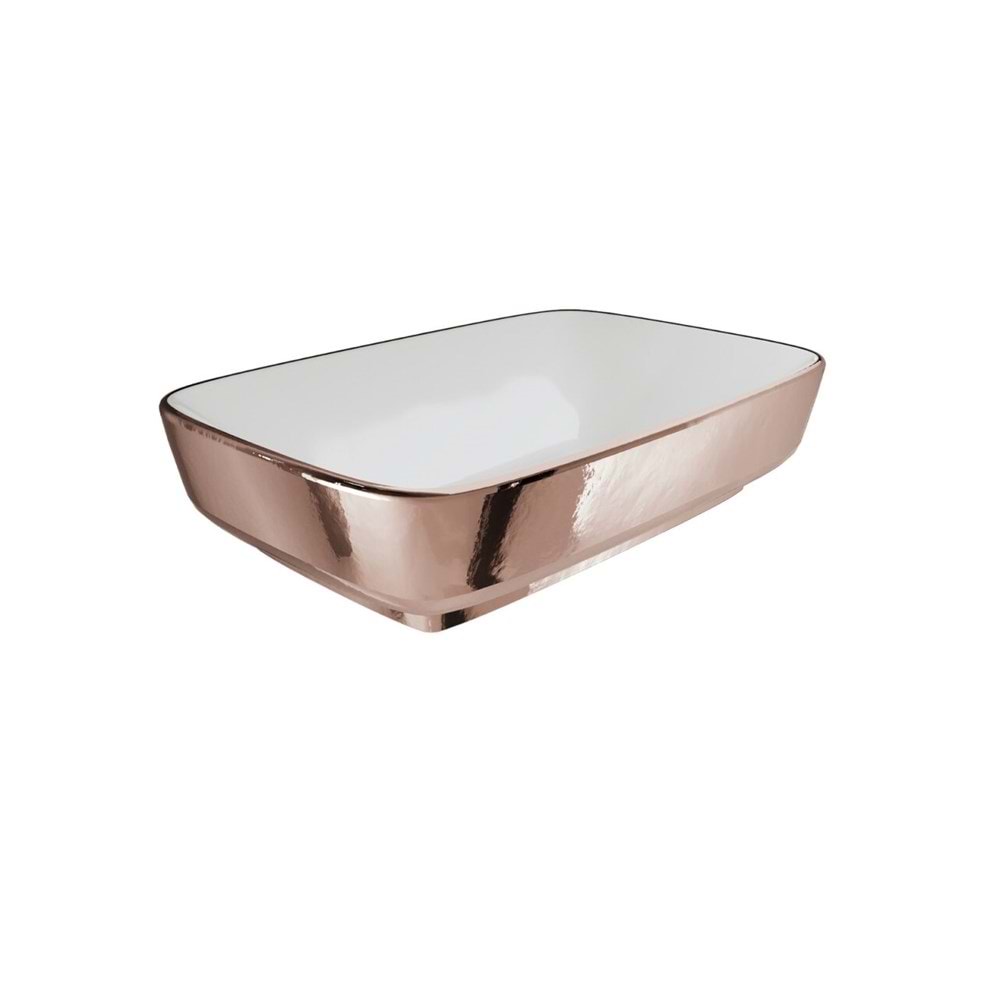 Dove 60X40 Dikdörtgen Çanak Lavabo Beyaz-Bronz