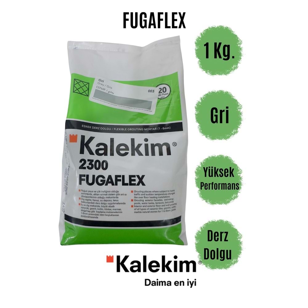 Kalekim 2300 Fuga Flex Esnek Yüksek Performanslı Derz Dolgu 1 Kg. Gri