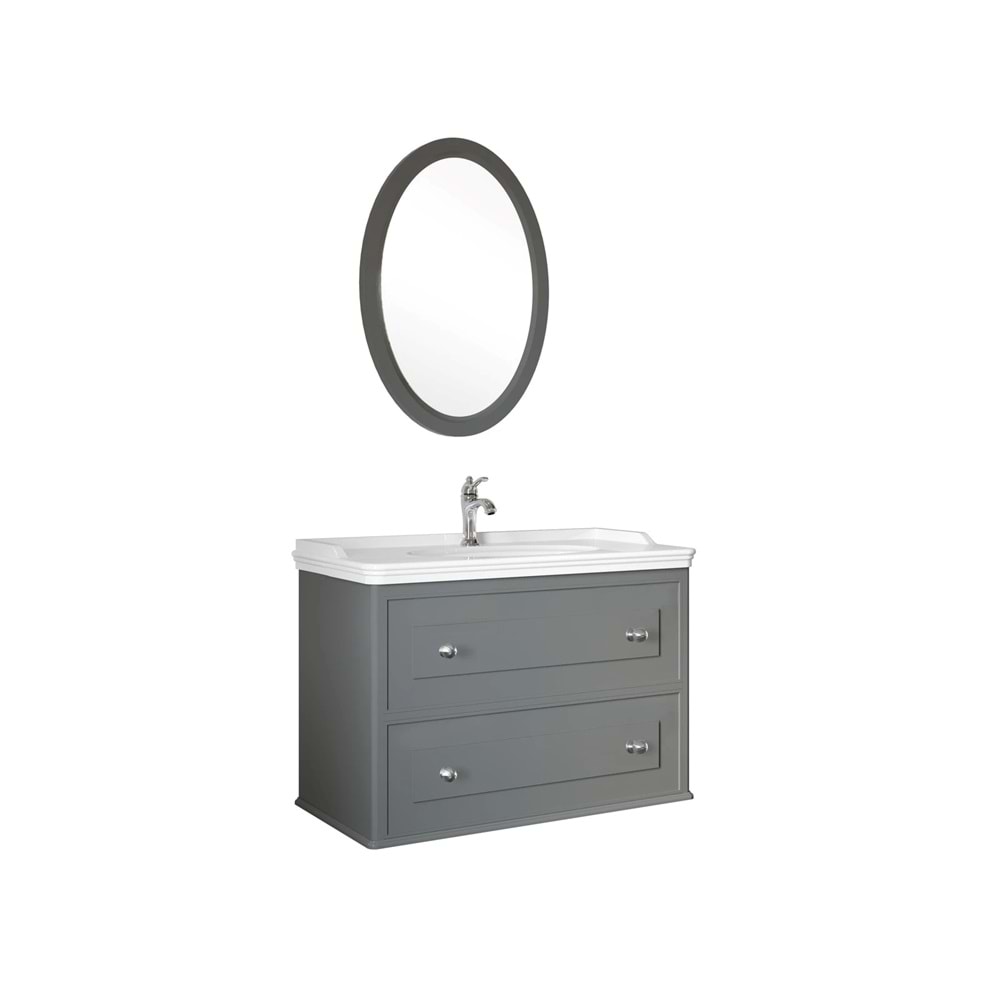 Mıro 80 Cm Set (Lavabo Dolabı+Ayna) Mat Gri