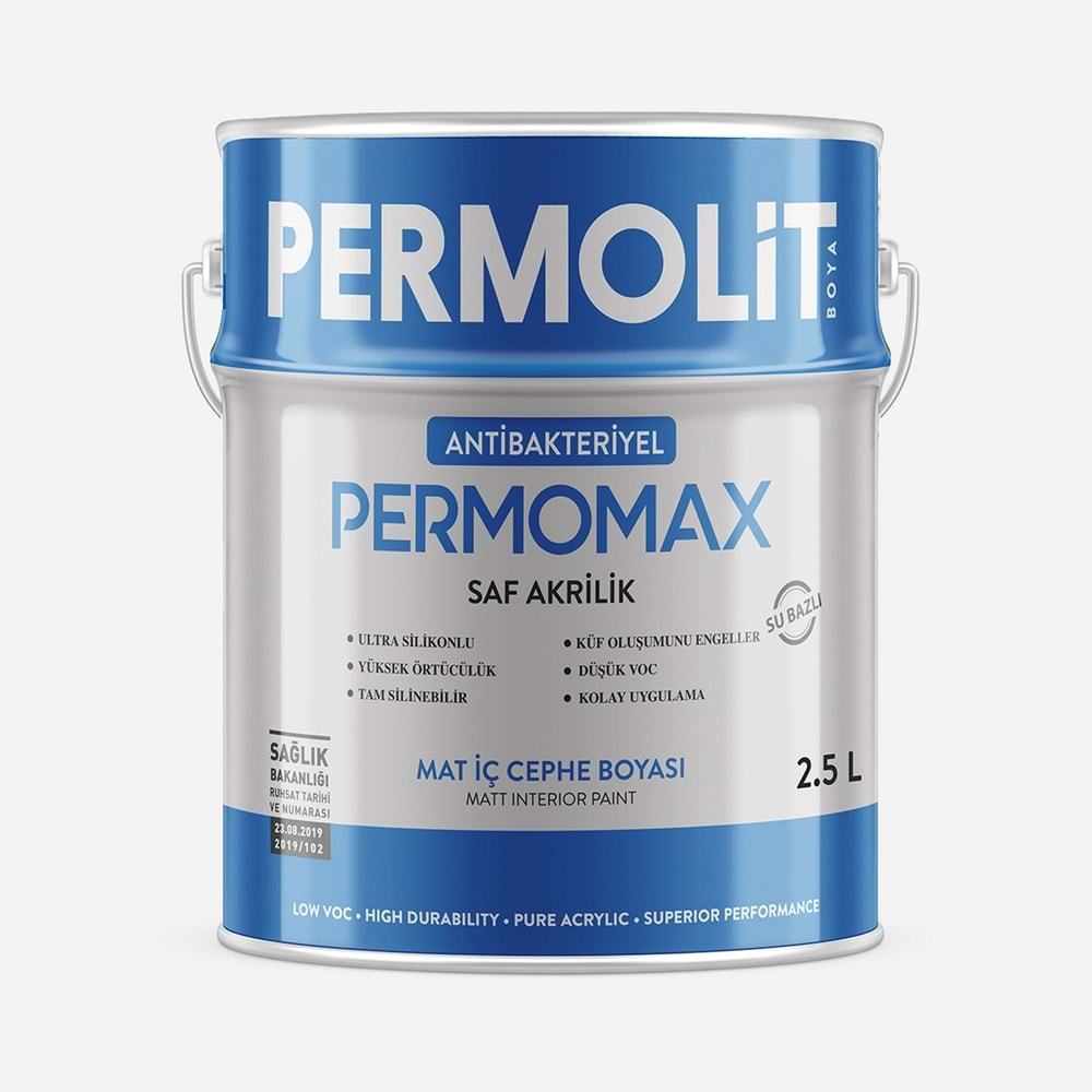 Permomax Antibakteriyel Mat İç Cephe Boyası 7.5 Lt D2Baz