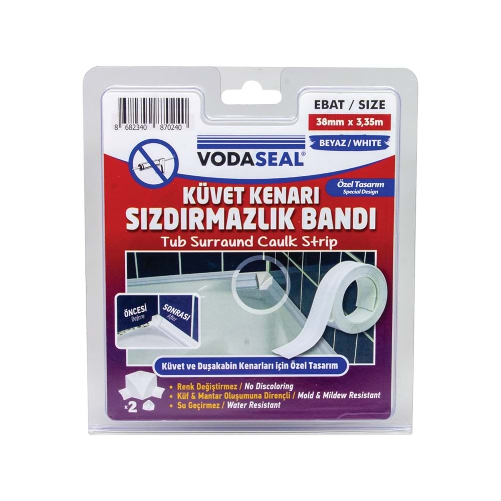 Vodaseal Küvet Sızdırmazlık Bantı 38 Mm*3,35 Mt