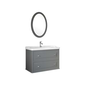 Mıro 80 Cm Set (Lavabo Dolabı+Ayna) Mat Gri