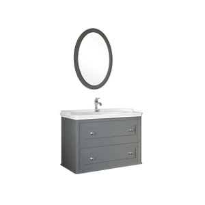Mıro 80 Cm Set (Lavabo Dolabı+Ayna) Mat Gri