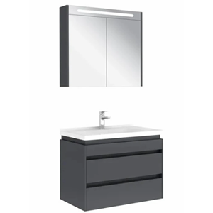 Kale Idea 2.0 80 cm Parlak Antrasit Çİft Çekmeceli Banyo Dolabı Takımı