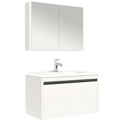 Vista 80 Cm Set (Zero 2.0 Lavabo+Lavabo Dolabı+Ayna Dolabı) Mat Beyaz