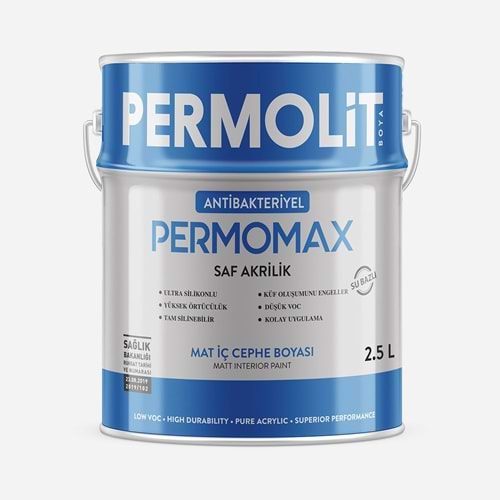 Permomax Antibakteriyel Mat İç Cephe Boyası 2.5 Lt D1Baz