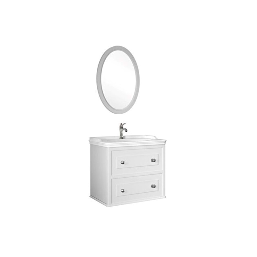 Kale Miro 80 Cm Set (Lavabo Dolabı+Ayna) Mat Beyaz