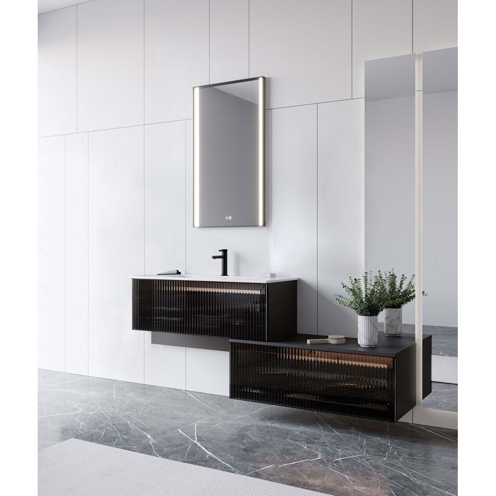 Orka Aladağ 80 Siyah Banyo Dolabı