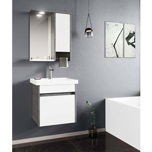 Ayduş Empula 85Cm Beyaz-Gümüş Banyo Dolabı