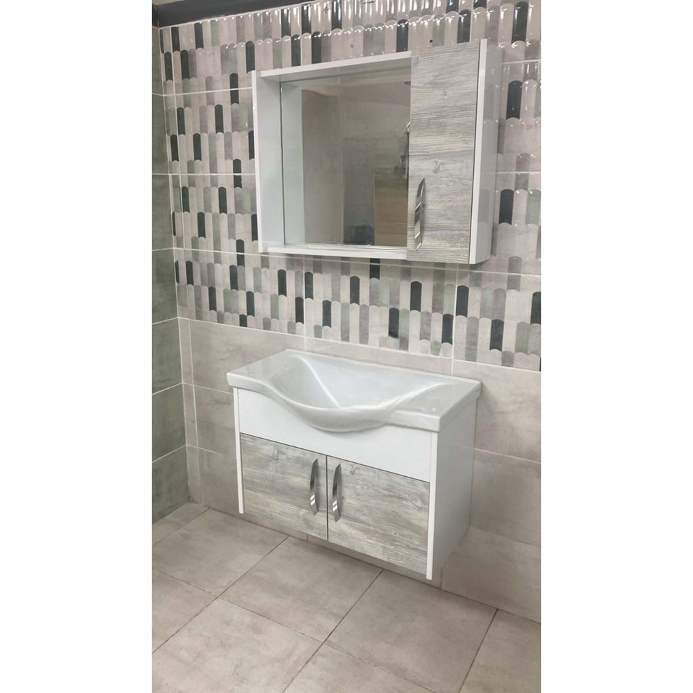 Ayduş Tana 80 Beyaz Huş Banyo Dolabı