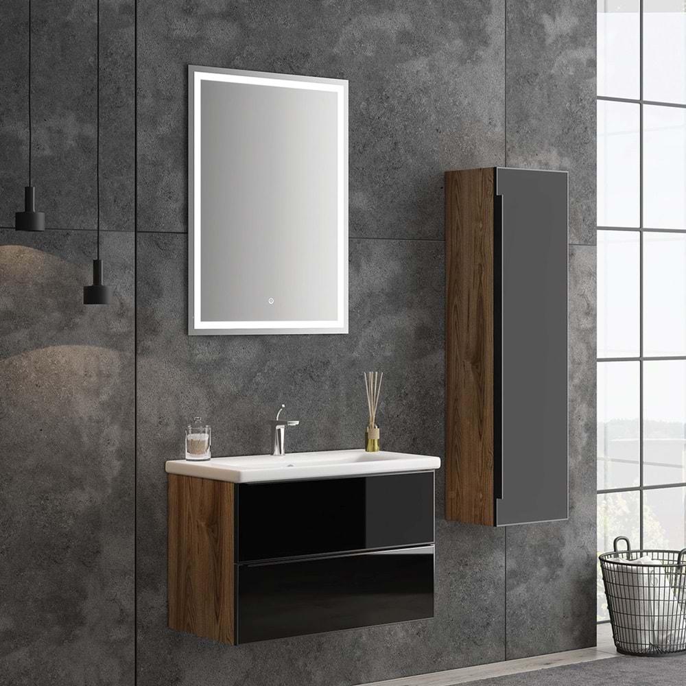 Gold Oriz 80Cm Antrasit Meşe Banyo Dolabı