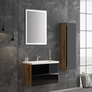 Gold Oriz 80Cm Antrasit Meşe Banyo Dolabı