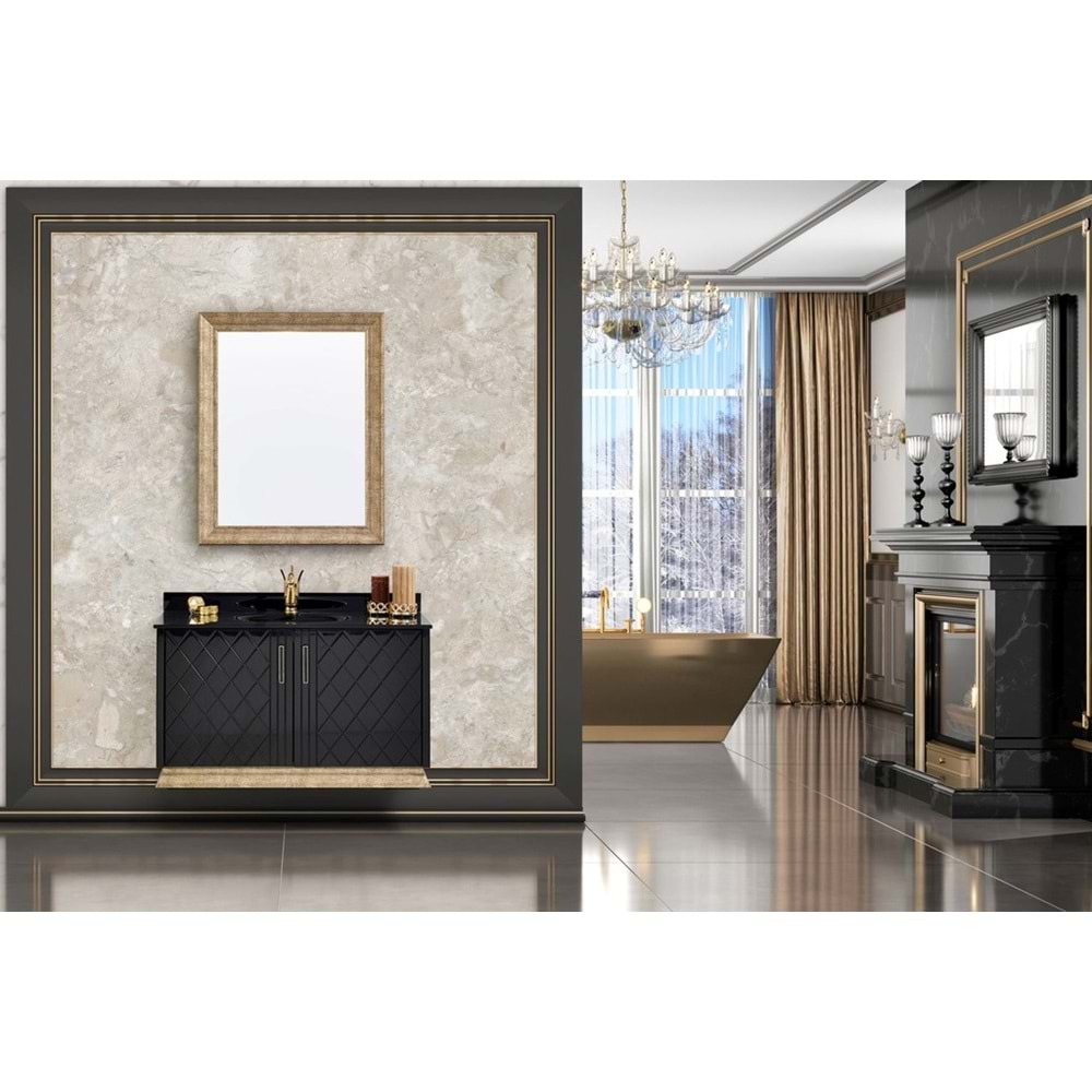Gold Ottoman Siyah Banyo Dolabı 110 Cm