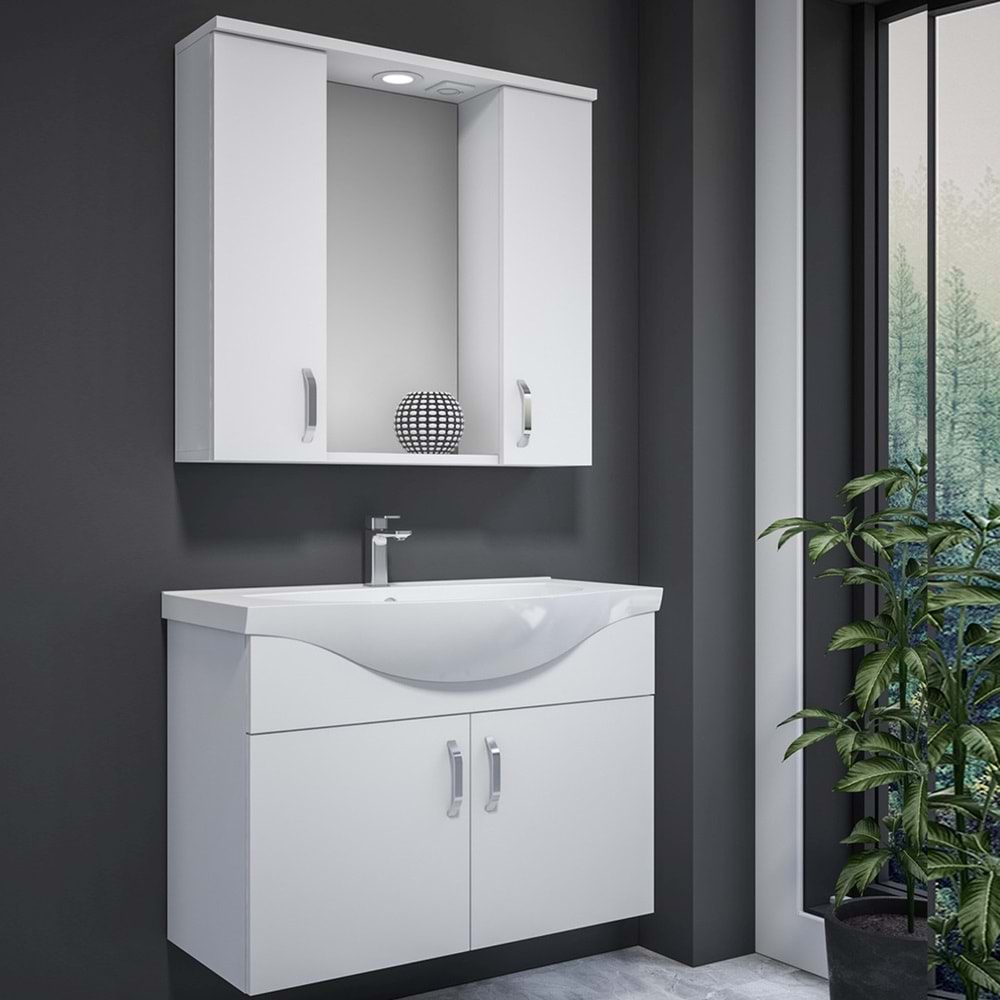 Hanedan Ediz Banyo Dolabı G:Beyaz K:Beyaz 80CM